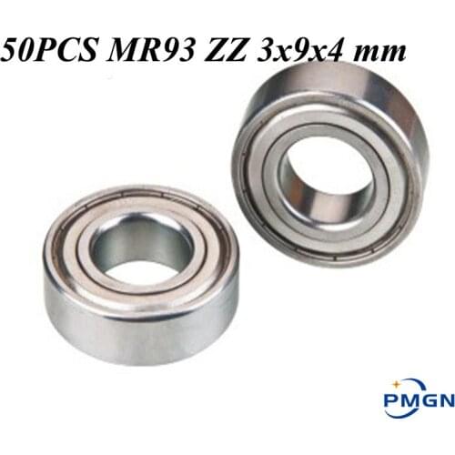 50pcs/Lot ABEC-5 R-930ZZ MR93ZZ MR93Z MR93-2Z MR93 ZZ 3x9x4 mm Steel Metal seal Miniature High quality Deep Groove Ball Bearing
