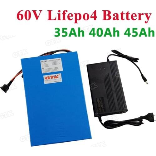 Lifepo4 60V 35ah 40ah 45ah 50ah battery pack with BMS for 2000w 3600w motor power electric fishing boat solar system+5A Charger