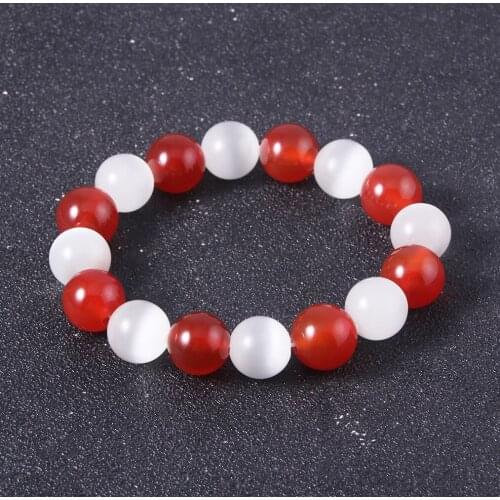 Anime Fruits Basket Kyo Sohma Bracelet White Red Crystal Beads Bangle Bracelets for Women Men Cosplay Props Jewelry