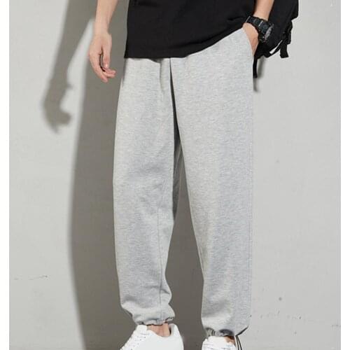Simple Soft Solid Color Ankle Banded Men Pants Autumn Straight Wide Leg Casual Pants Sweatpants Fitness Clothing for Daily Life