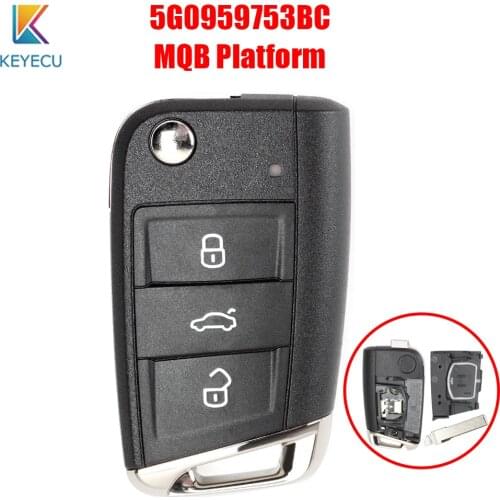 Keyecu 5G0 959 753BC Remote Key Fob 434MHz ID48 for Volkswagen MQB Golf VII MK7, for Skoda Octavia A7 2017 5G0959753BC
