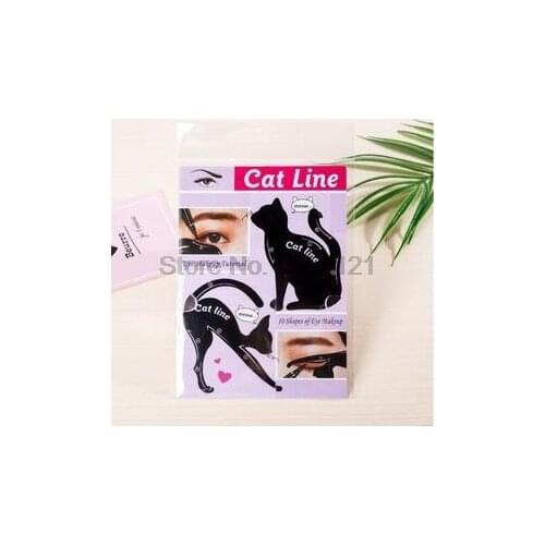 By dhl or ems 2000sets Cat Eyeliner Stencil Makeup Eyebrow Stencil Models Eyes Liner Template Shaper Stamping Tool Templates hot