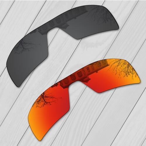 E.O.S 2 Pieces Black and Fire Red Polarized Replacement Lenses for Oakley Oil Rig Sunglasses