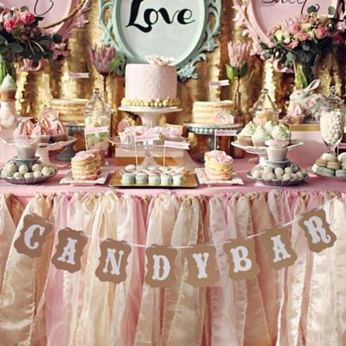CANDY BAR Letters Kraft Paper Cardboard Bunting Banner Party Pull Flowers for Wedding Birthday Baby Shower Party Customized Flag