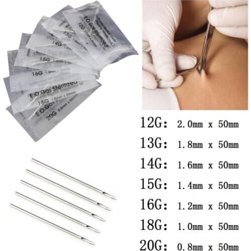 16 Gauge 100PC Piercing Needles Sterile Disposable Body Piercing Needles 16G For Ear Nose Navel Nipple for Piercing Supplies