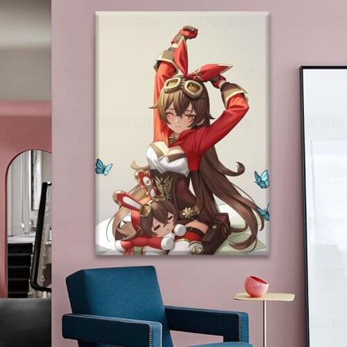 Canvas Paintings Anime Girl Genshin Impact Series Nordic Ornaments Wall Art Prints Posters Study Bedroom Bar Bedroom Home Decor