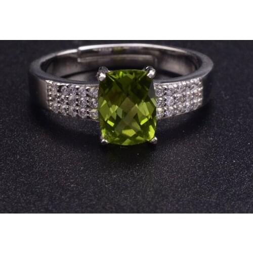 Attractive classic gree Peridot gemstone Ring 925 sterling silver ring natural gem engagement ring birthday Christmas gift