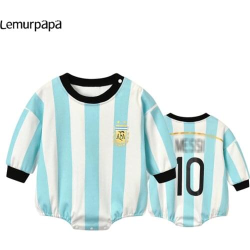 New Arrival Autumn Newborn Baby Clothes Romper Football Sport Jumpsuits Long Sleeve Cotton Soccer No.10 Boy Girl Costume