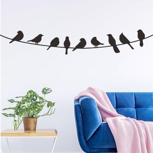 Birds on The Wire Creative Wall Sticker Home Decor Living Room Sofa Backdrop Wall Decals Boy Girl Bedroom Decoration Art Mural