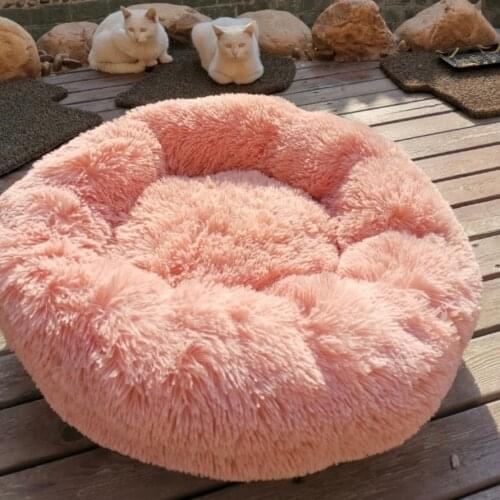 Dog Bed Soft Fluffy Cat Beds Long Plush Dounts Beds Calming Bed Hondenmand Pet Kennel House Cushion for Small Large Dog / Cats