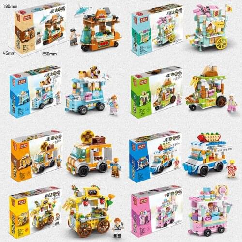 Mini city street snack bar small particles assembled building block model childrens toys and gifts