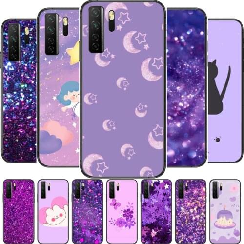 Fashion Purple stars Shiny Black Soft Cover The Pooh For Huawei Nova 8 7 6 SE 5T 7i 5i 5Z 5 4 4E 3 3i 3E 2i Pro Phone Case cases