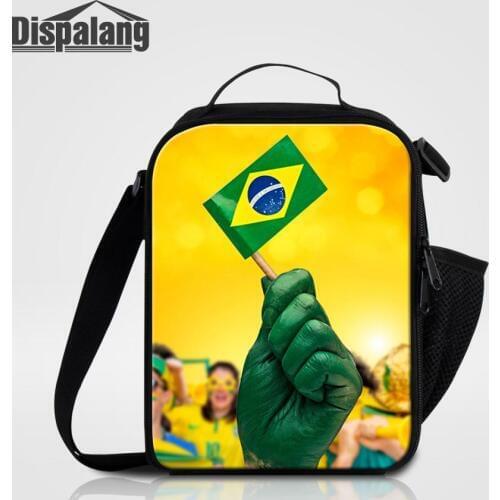 Brazilian Football Fans New Fashion Lunch Bags Brazil Custom Food Picnic Cooler Bag Boys Thermal Messenger Lunch Box For School