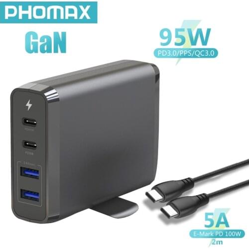 PHOMAX 95W GaN Fast Charger EU/US/UK Plug Power Adapter For Laptop MacBook IPad/IPhone/Huawei/Samsung/Xiaomi Charging Station