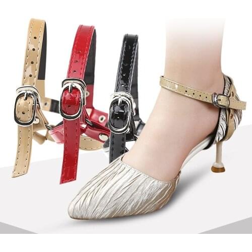 INCHENG Shoe Straps with Buckle High Heel Ankle Shoelace Replacement Accessories Black Suede Patent Leather Holding Loose Heel