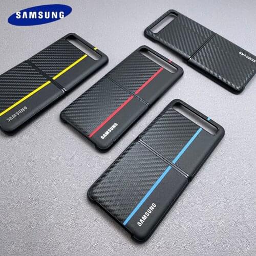 Carbon Fiber Foldable Case For Samsung Galaxy Z Flip Luxury Genuine Leather Ultrathin Hard PC Back Cover SM-7070 7000