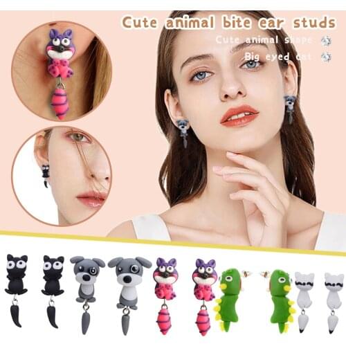 Trendyland Cartoon Animal Earrings Fashion Cute Soft Pottery Small Animal Earrings Designer Wear Trendy Party Jewelry Gifts