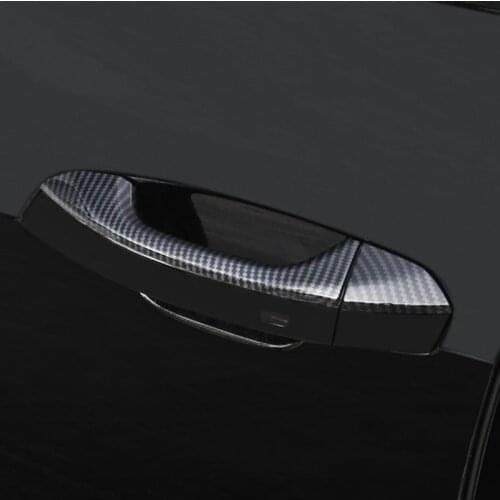 Carbon Fiber Color Exterior Door Handle Sequins Decoration Cover Stickers Trim 8Pcs For Audi A6 C8 2019 ABS Car Styling