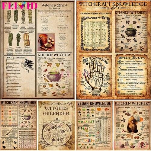 Witches Magic Knowledge Art Painting Gifts Kitchen Witchery Funny Wall Are Canvas Painting Posters And Print Decoration Unframed