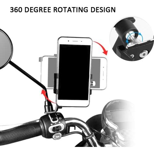 Bicycle Phone Holder Aluminium Alloy Phone Motorcycle Handlebar Mount for Rear View Mirror Mobile phone Smartphone 2.8-3.9 inch