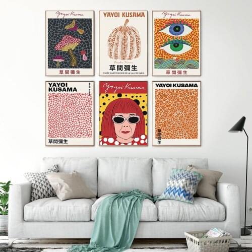 Yayoi Kusama Exhibition Posters and Prints Modern Japanese Wall Art Pictures Museum Canvas Painting For Living Room Home Decor