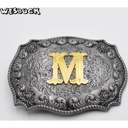 WesBuck Brand L M N O P R Big Letters Belt Buckles for Men Women Buckles Metal Cowboy Cowgirl Belt Head