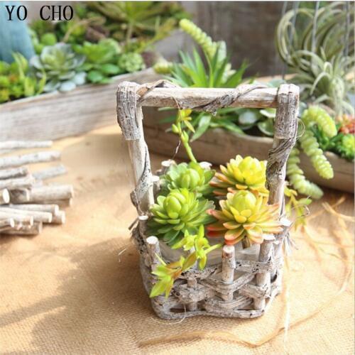 YO CHO 6PCS Artificial Succulents Plants Lotus Landscape Small Bonsai DIY Fake Flowers Potted Wedding Garden Home Party Decor