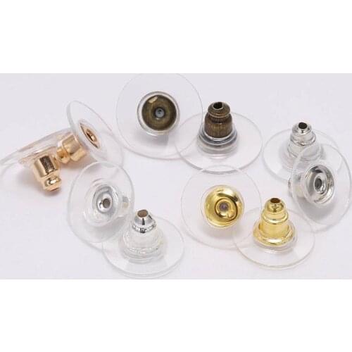 100pcs/lot Gold Post Rubber Earring Backs Stopper Earnuts Stud Earring Back Supplies For DIY Jewelry Making Findings Accessories