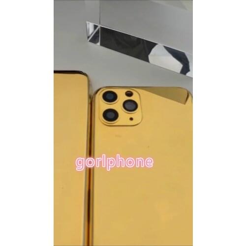 Perfect Quality 24k Mirror Gold Chassis Rear Door for phone 11 pro max Battery Housing Middle Frame with logo