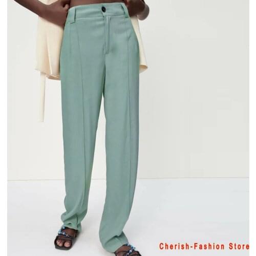 2021 New Summer Fashion Women Business High Waist Work Pants OL Office Lady Candy Colors Green Slim Fitness Pencil Trousers Suit