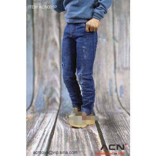 1/6 Trendy Man Clothes Soldiers Pants Hole Distressed Jeans Male Costume Model for 12 inch action figure