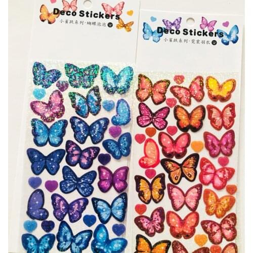 1 Sheet Glitter Blingbling Starlight Butterfly Dairy Handbook DIY Material Decoration Sticker