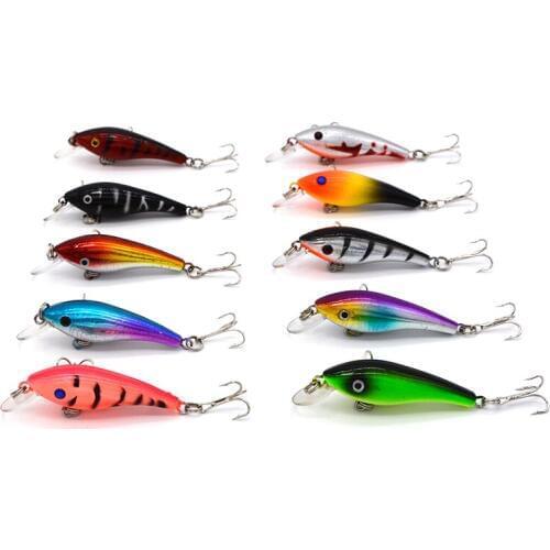 10pcs/lot 5.7cm 4.7g Artificial Bait Minnow Fishing Lure Pencil VIB 3D Eyes Plastic Crank Bait Swimbait Popper Fishing Lure