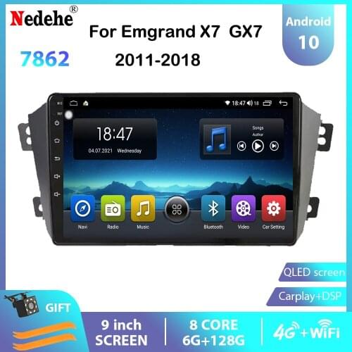 8 Core 6+128 Android 10 Car Radio Audio Player For Geely Emgrand X7 GX7 EX7 Autoradio Multimedia Navigation GPS 4G Stereo 2 Din