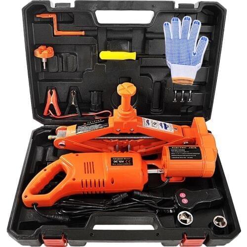 Car Jacks 12V 3T jack Electric Car Jack And Electric Impact Wrench for Vehicle And SUV Car Lift Jack Tool Set Orange Color QZ016