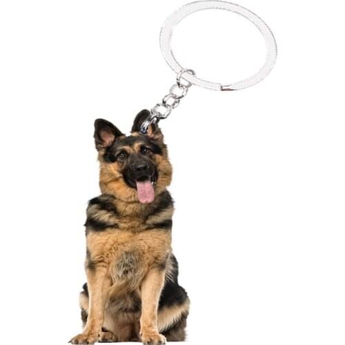 Keychain German Shepherd Dog Kawaii Animal NOT 3D Flat Lucky Cute Charming Drop Charms Friends Gift Car Key Chain Accessories