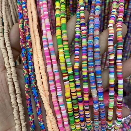 4mm/6mm Boho African Disc Soft Clay Beads Flat Round Mixed Color Chip Disk Loose Spacer Beads For DIY Jewelry Making Accessories