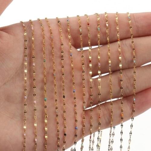 1 Meter Gold Plated Drop Oil Wire Wrapped Rosary Chain Necklace Irregular Beaded Brass Chains For Jewelry Making DIY Bracelets