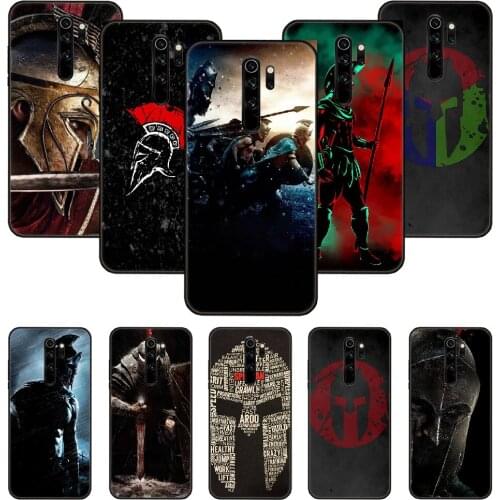 Phone Case For Xiaomi Redmi Note 8 8T 7 7A 9 9S 8A 4 5 Pro Black Cover Hoesjes Art Funda Trend Courage spartan warrior