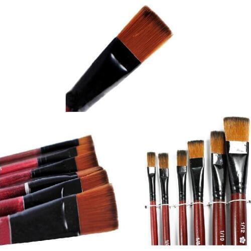 6 Pcs/Set Art Artist Supplies Brown Nylon Paint Brushes Supplies GK99