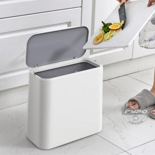 Fypo 10L Built-in Garbage Bin Living Room Toilet Kitchen Waste Bins Pressing Type Trash Can Rubbish Bin Trash Cabinet Dustbin