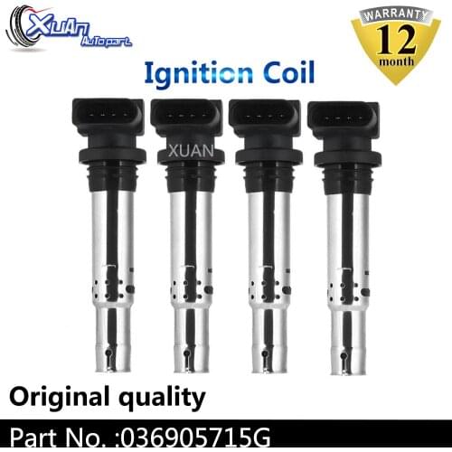 XUAN High Quality 4pcs Ignition Coil 036905715G For Audi A1 A3 Skoda Seat Volkswagen Eos Golf GTI R32 Rabbit Touareg Passat