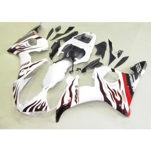 Injection Fairing kit for YZFR6 03 04 05 YZF R6 2003 2004 2005 YZF600 Flames Red white black Fairings set+gifts YE18