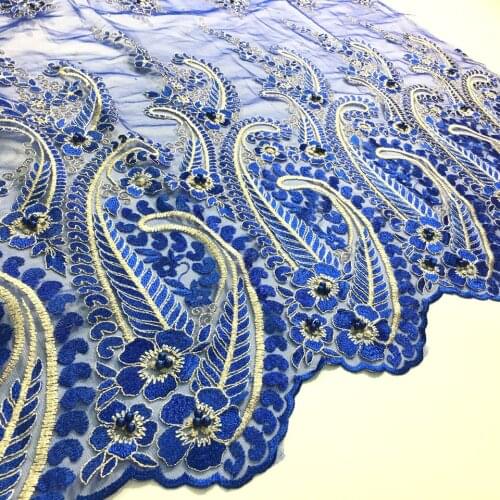 White african lace fabrics 5yard blue guipure lace fabric 2021 high quality african cord lace fabric for wedding dresses PL2001
