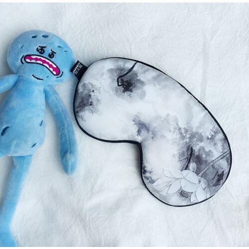 Sleeping Mask Mulberry Silk Auspicious Clouds And Ink Lotus Eyes Mask Soft Breathable Blindfold Headband Eyepatch Night Mask