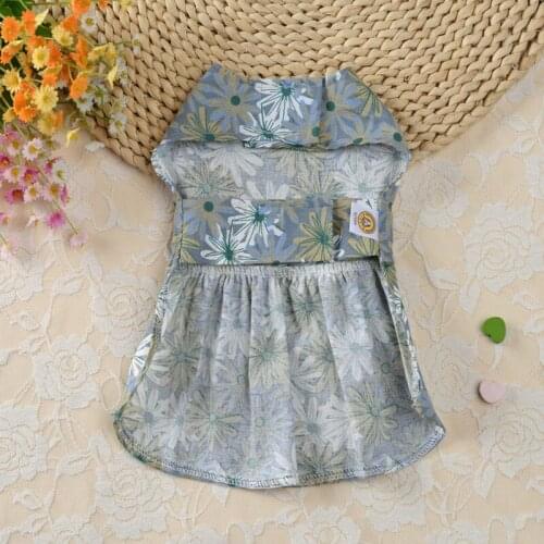 Cute Dog Costume Pet Dress Dog Skirt Breathable Cloth Flower Print Summer Dog Clothes Sundress