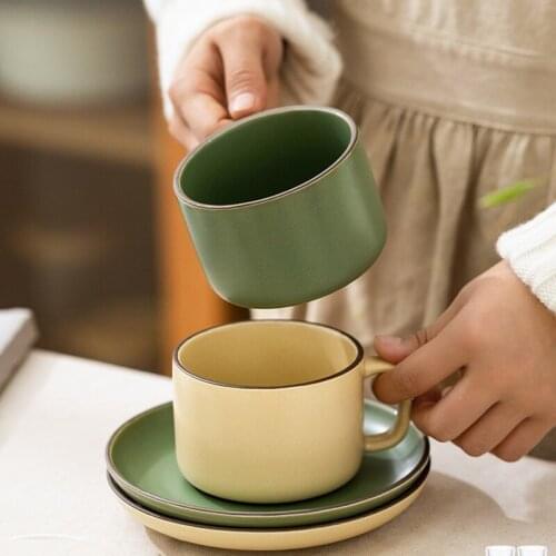 Saucer Set Drinkware Cup With Dish Ceramic Handgrip Coffee Mugs tazas For Kitchen Bar Dishes Afternoon Tea Cup