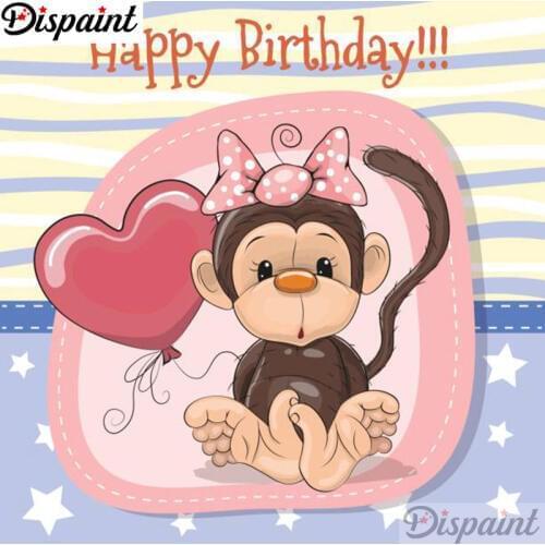 Dispaint Full Square/Round Drill 5D DIY Diamond Painting "Cartoon monkey" 3D Embroidery Cross Stitch 5D Home Decor A12627
