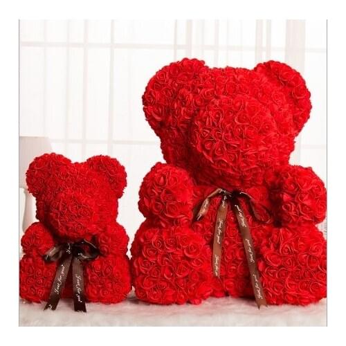 New Rose Bear Imitate Flower Soap Flower Creative Immortal Flower Embrace Bear Birthday Gift Rose Bear