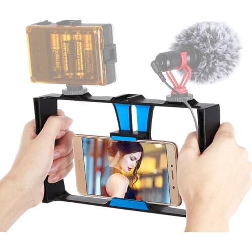 New Vlogging Camera Cage Handheld Bracket Tripod Mount With 1/4 Screw Hole For Live Broadcast Mobile Phone Video Stabilizer